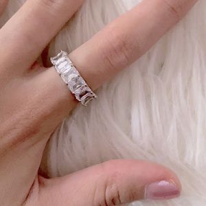 NWOT Cubic Zirconia Band Emerald Cut Eternity Ring Band